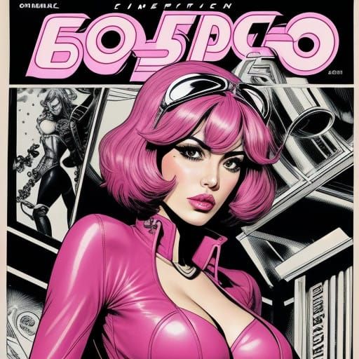 Comic art cover 7: Penelope Pitstop as the Pink Biker.