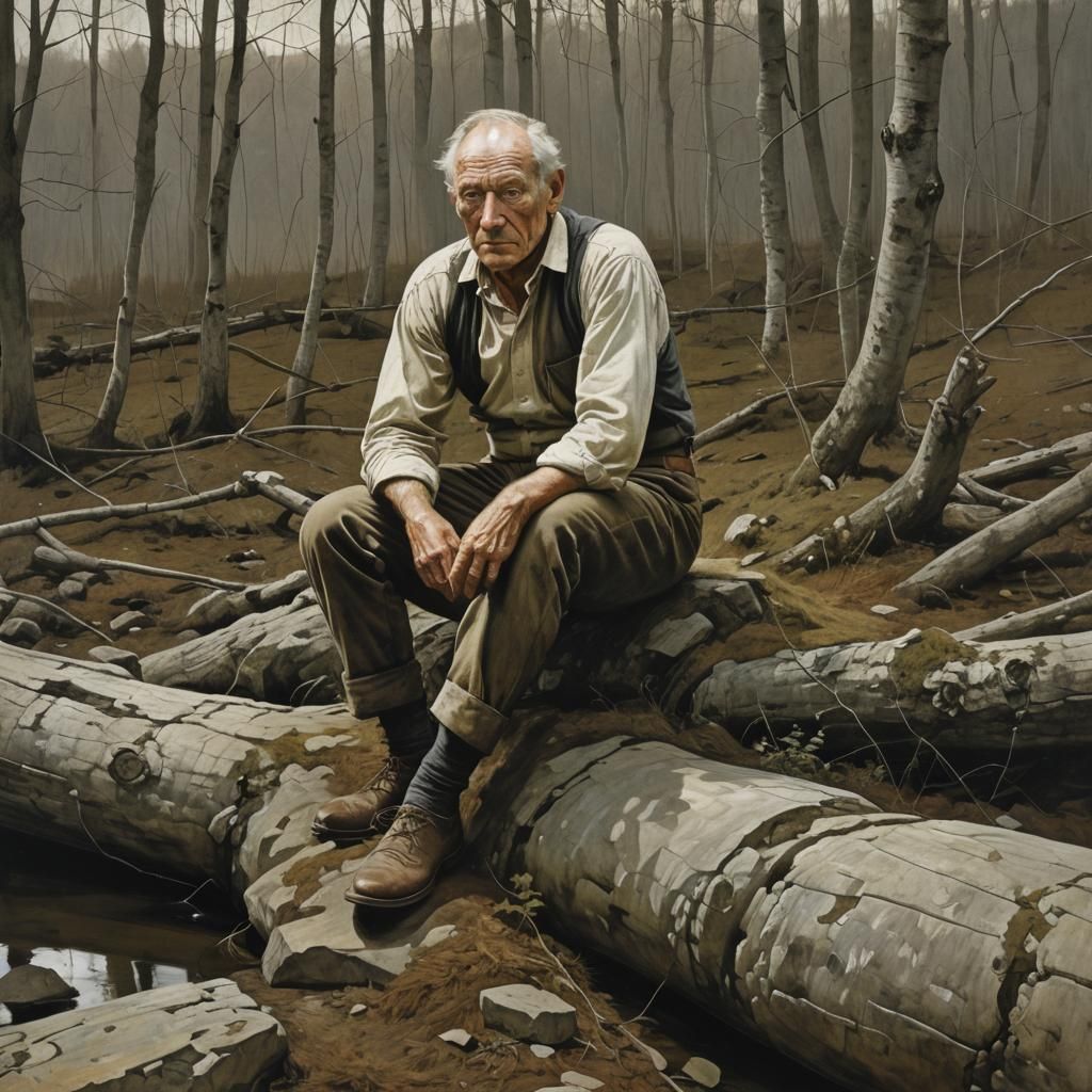 Evocative Rural Scene in American Realism Style