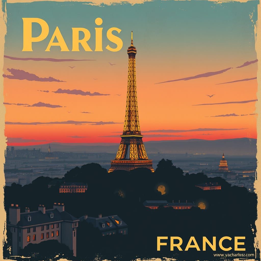 Vintage 1940s Paris Travel Poster