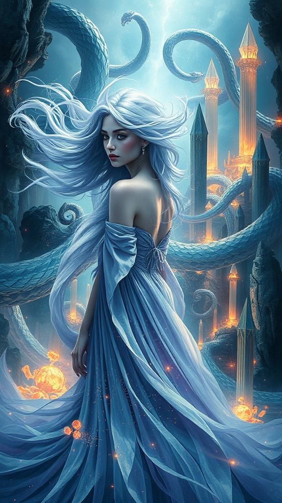 Mystical Woman in Dreamscape: Double Exposure Art