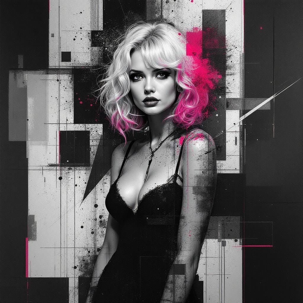 Abstract Pin-Up Portrait in Geometric Expressionism