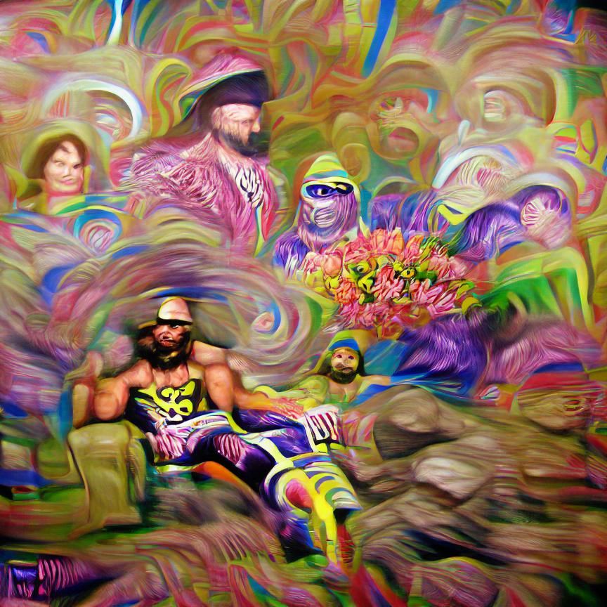 Psychedelic Renaissance Portrait with Vibrant Colors