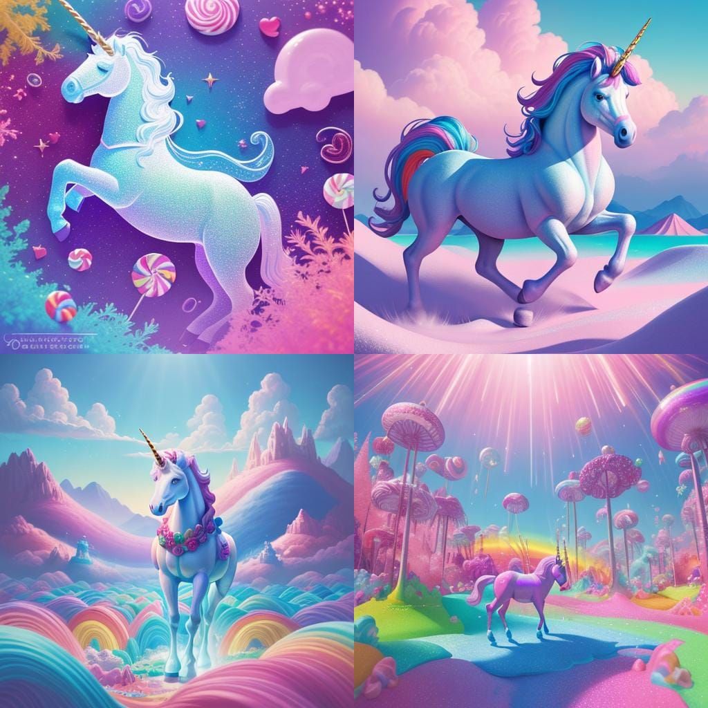 Whimsical Unicorn in Candy Art Style