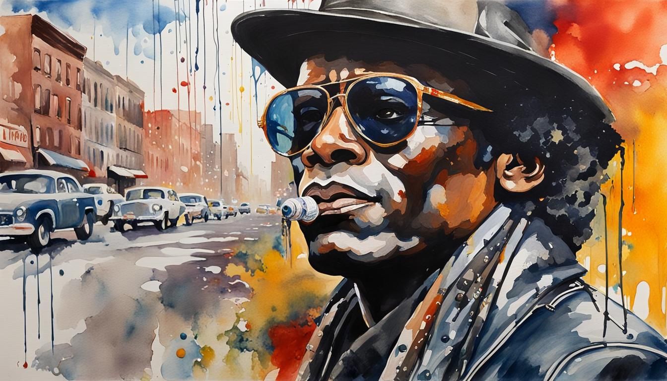 Miles Davis Portrait in Watercolor and Acrylic