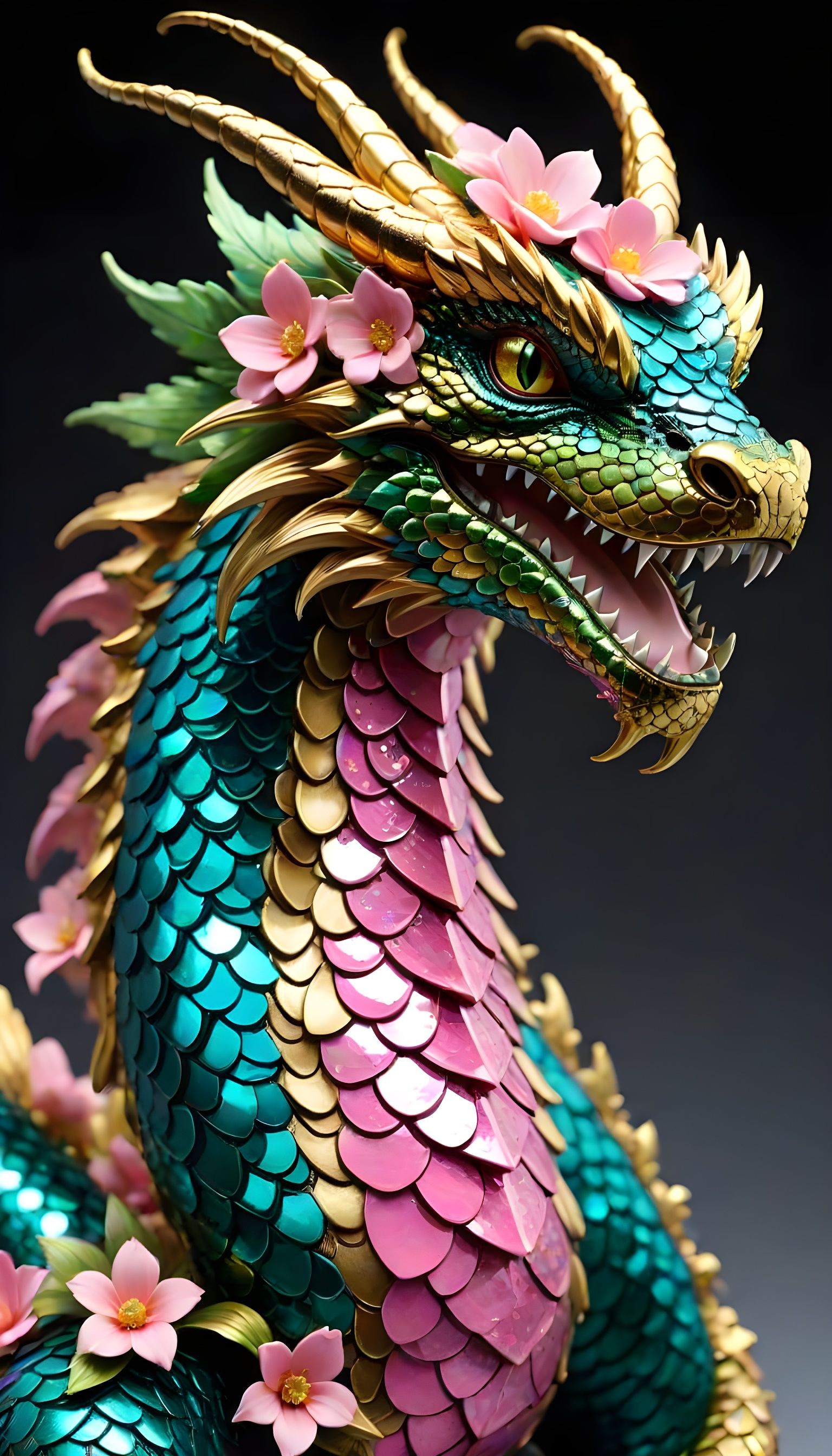 Vibrant Western Viper Dragon Statue in Metallic Splendor