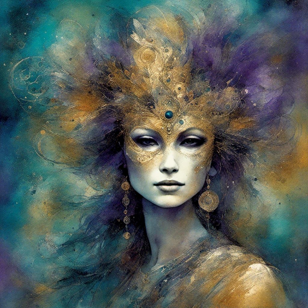 <lora:Gildpunk v2:1.0> <lora:ArchetypalImagery:1.0> A woman ...