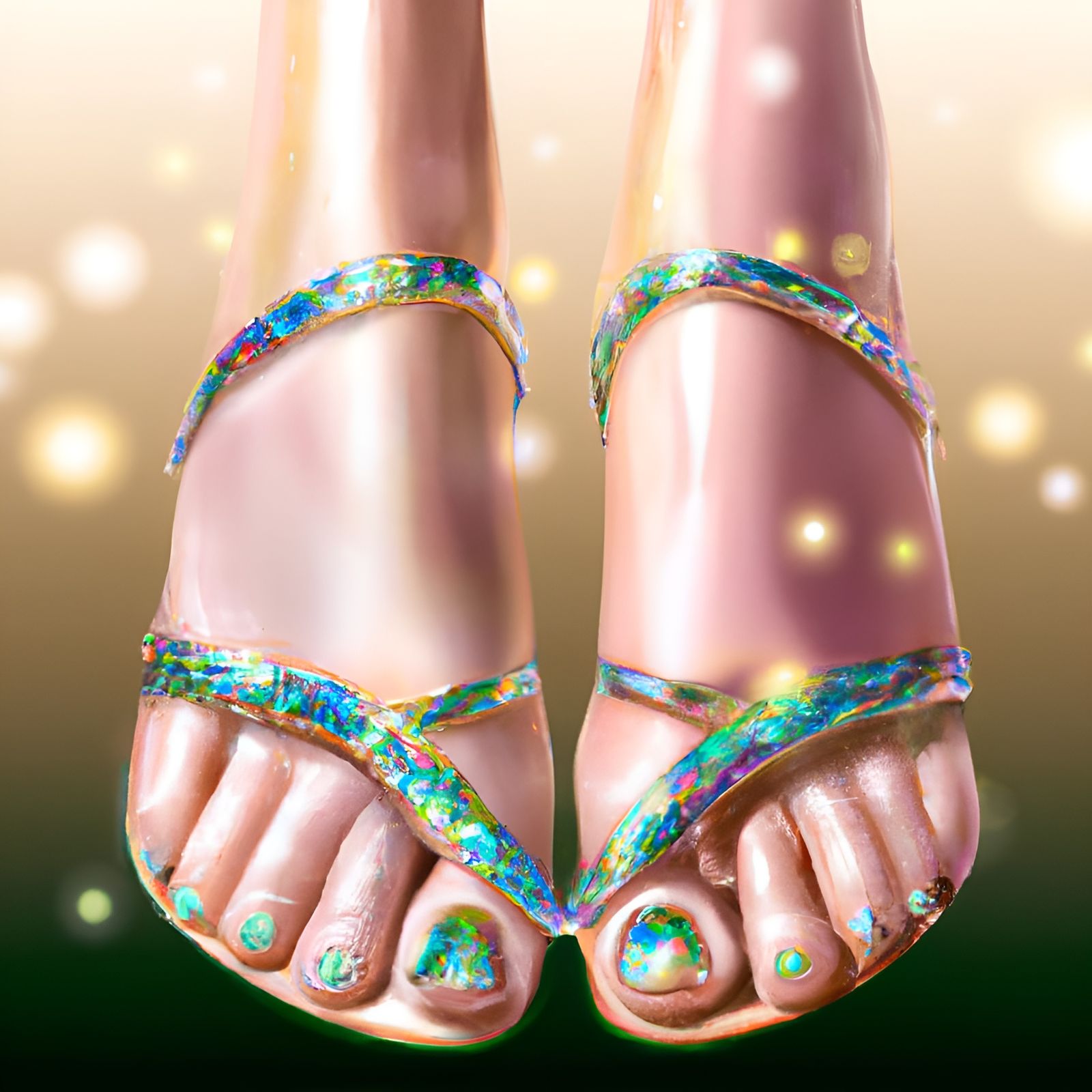 Glitter Pedicure and High Heels on Stage