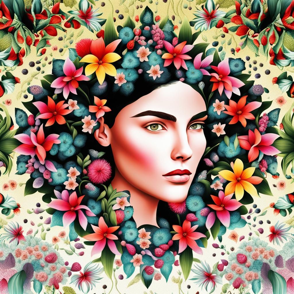 Australian Garden with Abstract Impressionistic Floral Patte...