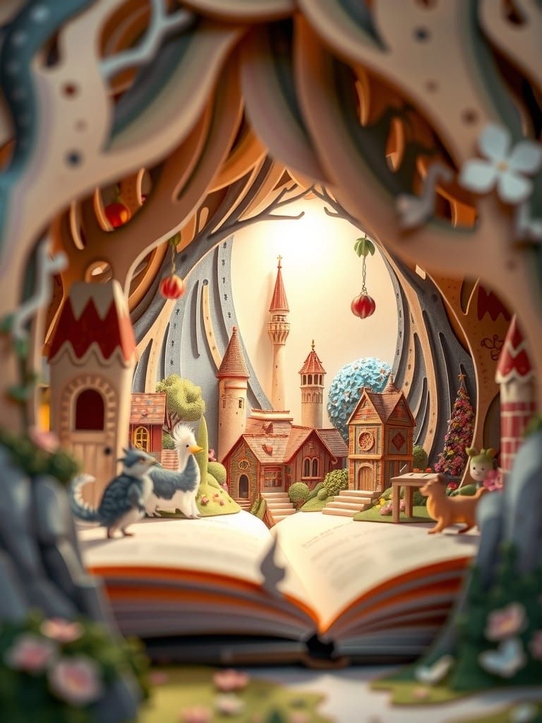 Intricate Paper Worlds Pop-Up Book Illustration