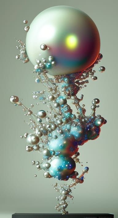 Hyperrealistic Pearl Orb Sculpture in Crystal Glass