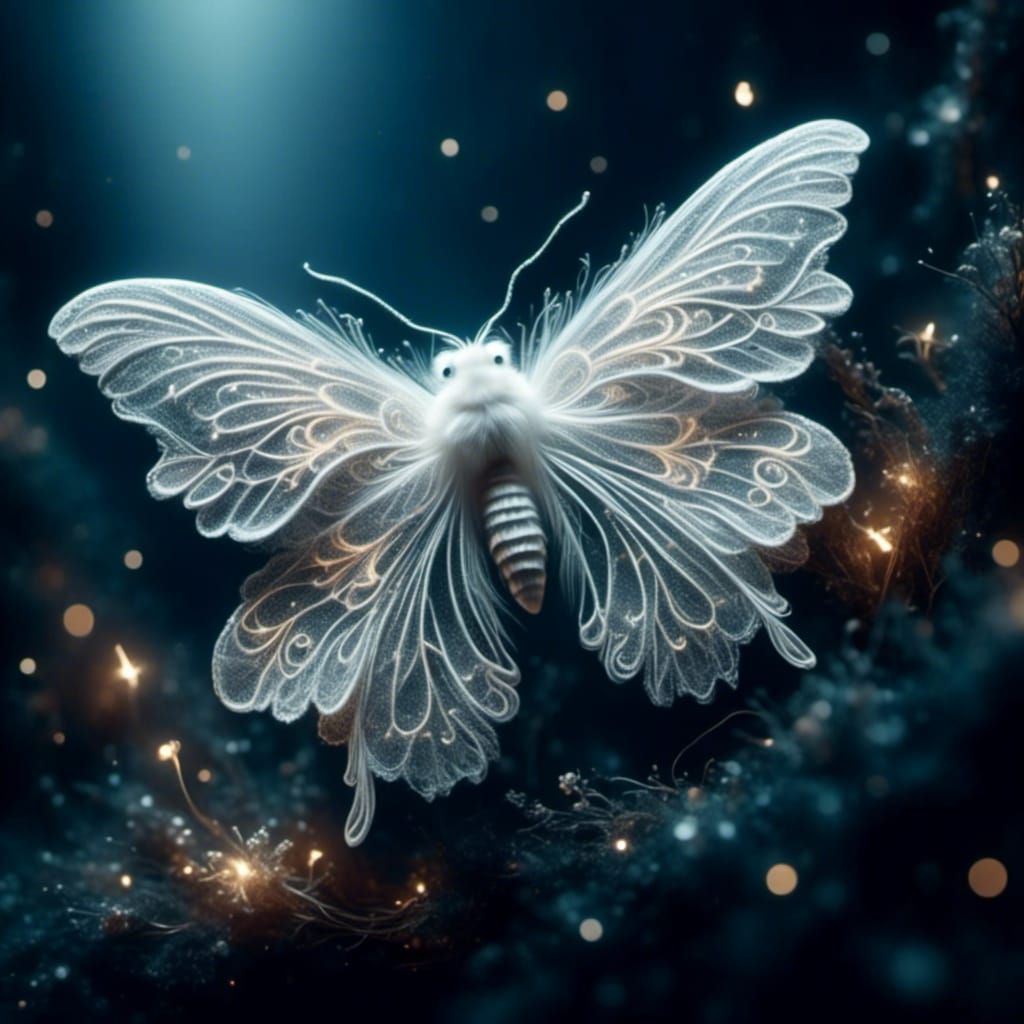 Detailed White Moth Wings with Intricate Patterns