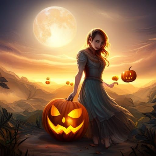 Magical Halloween: A Scary Pumpkin Scene