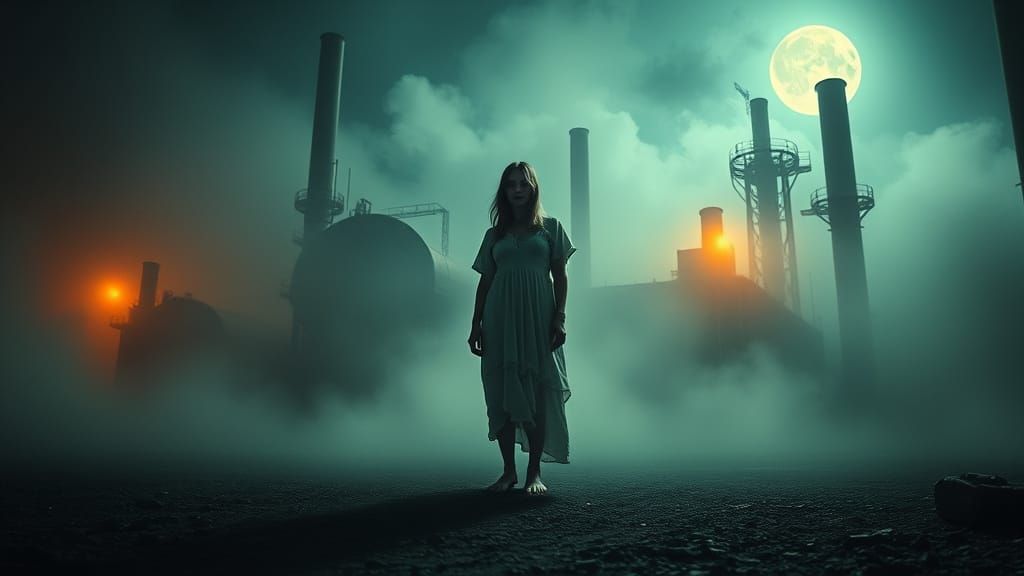 Mystical Mother in Moonlit Factory