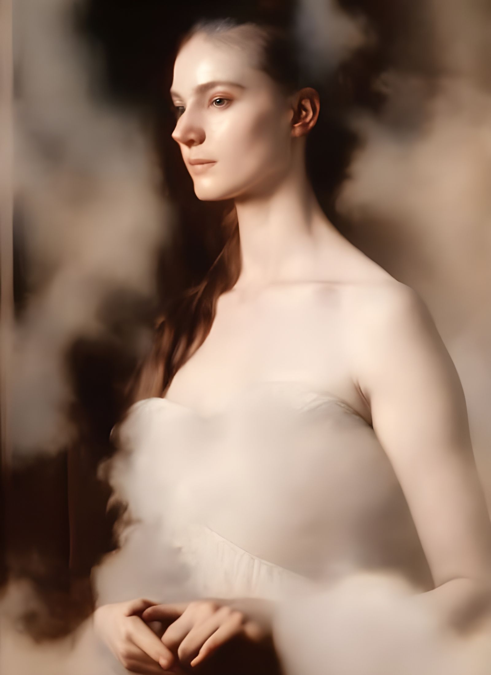 Beautiful Woman in Cafe: Hyperrealist Portrait