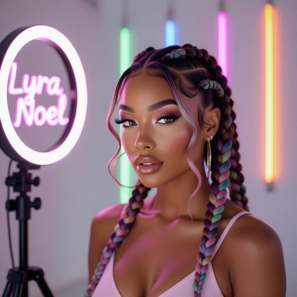 Influencer Beauty Room with Rainbow LEDs and Model