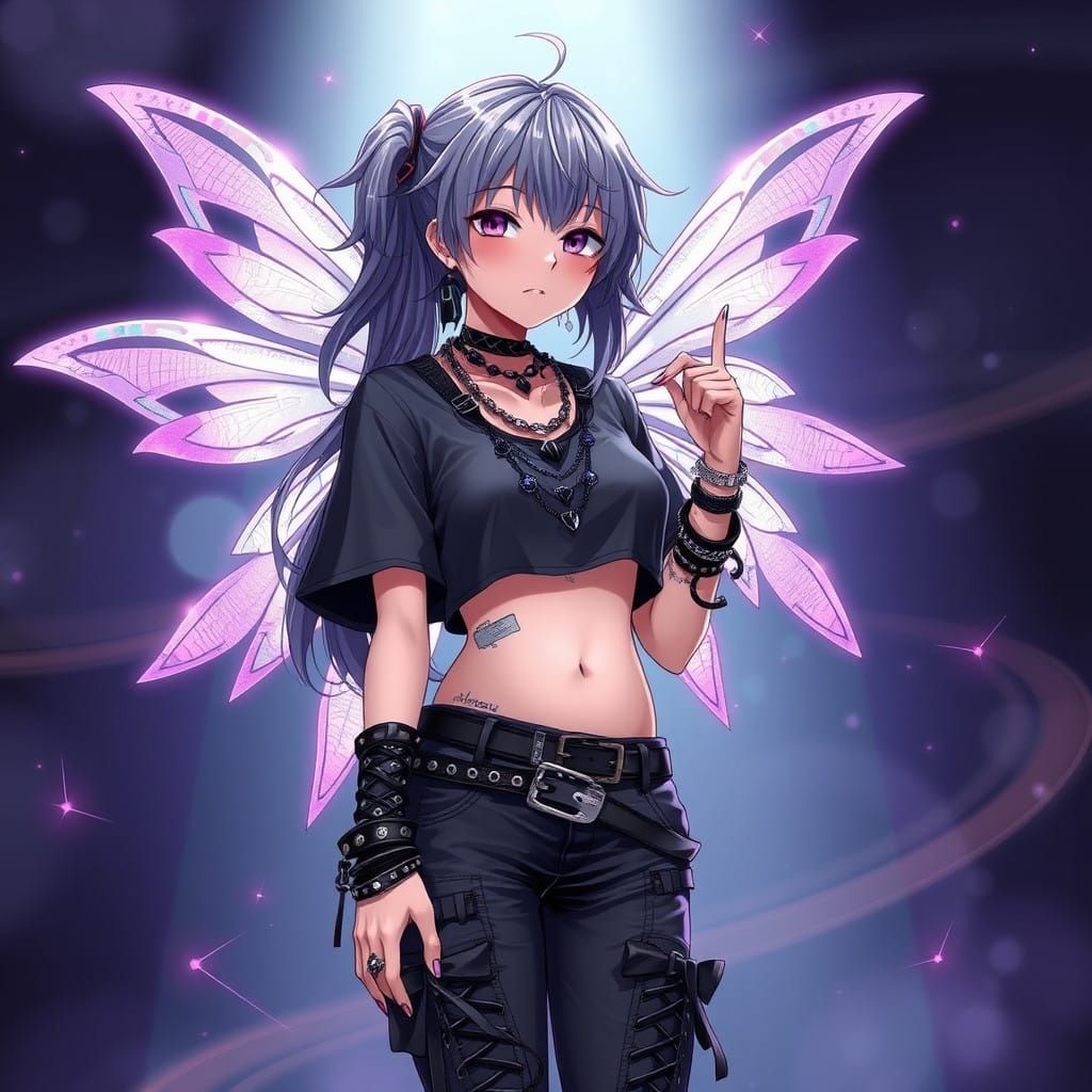 Goth Anime Fairy Girl with Emo Punk Style and Dark Mystical ...