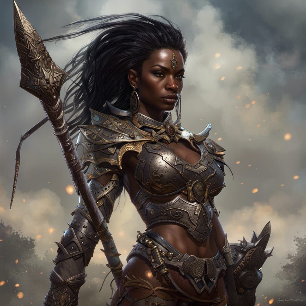 African American Warrior Elves in Dark Fantasy Style