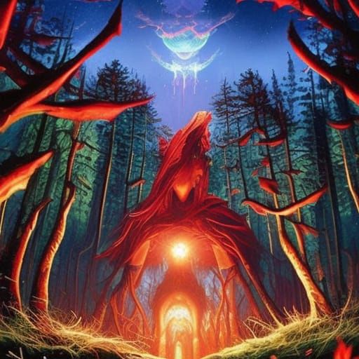 Epic Fantasy Mushroom in Enchanted Flower Meadow