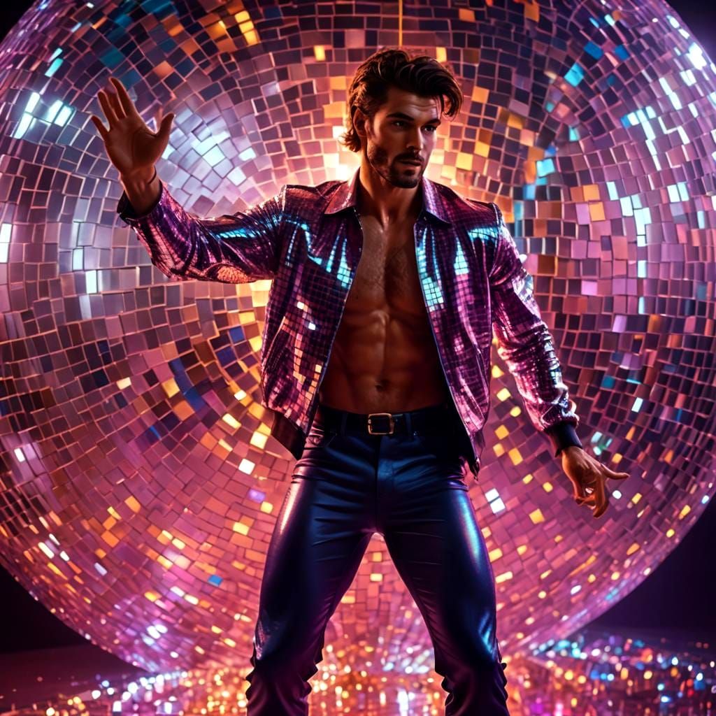 Handsome Man Dancing Under Disco Ball