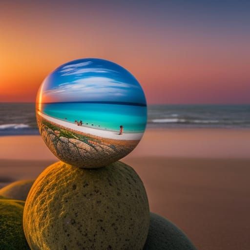 Oceania Beach Panorama: Colorful Digital Dreamscape