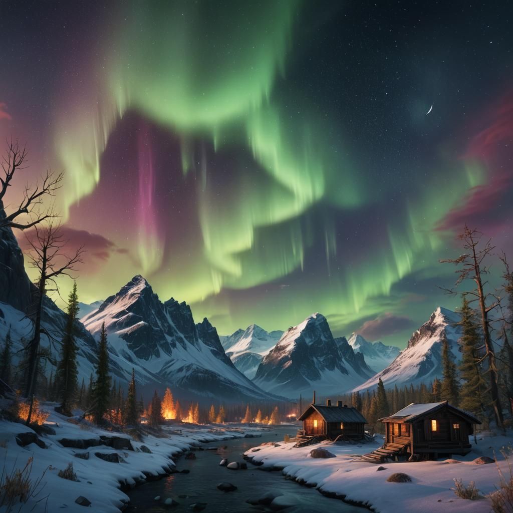 Spectacular Northern Lights: Detailed Matte Painting