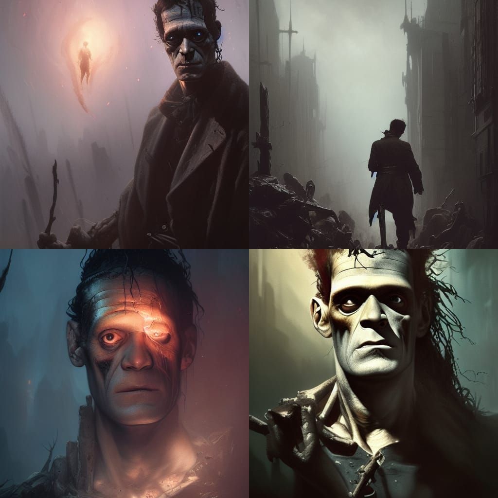 Detailed Frankenstein Concept Art in Dark Fantasy Style