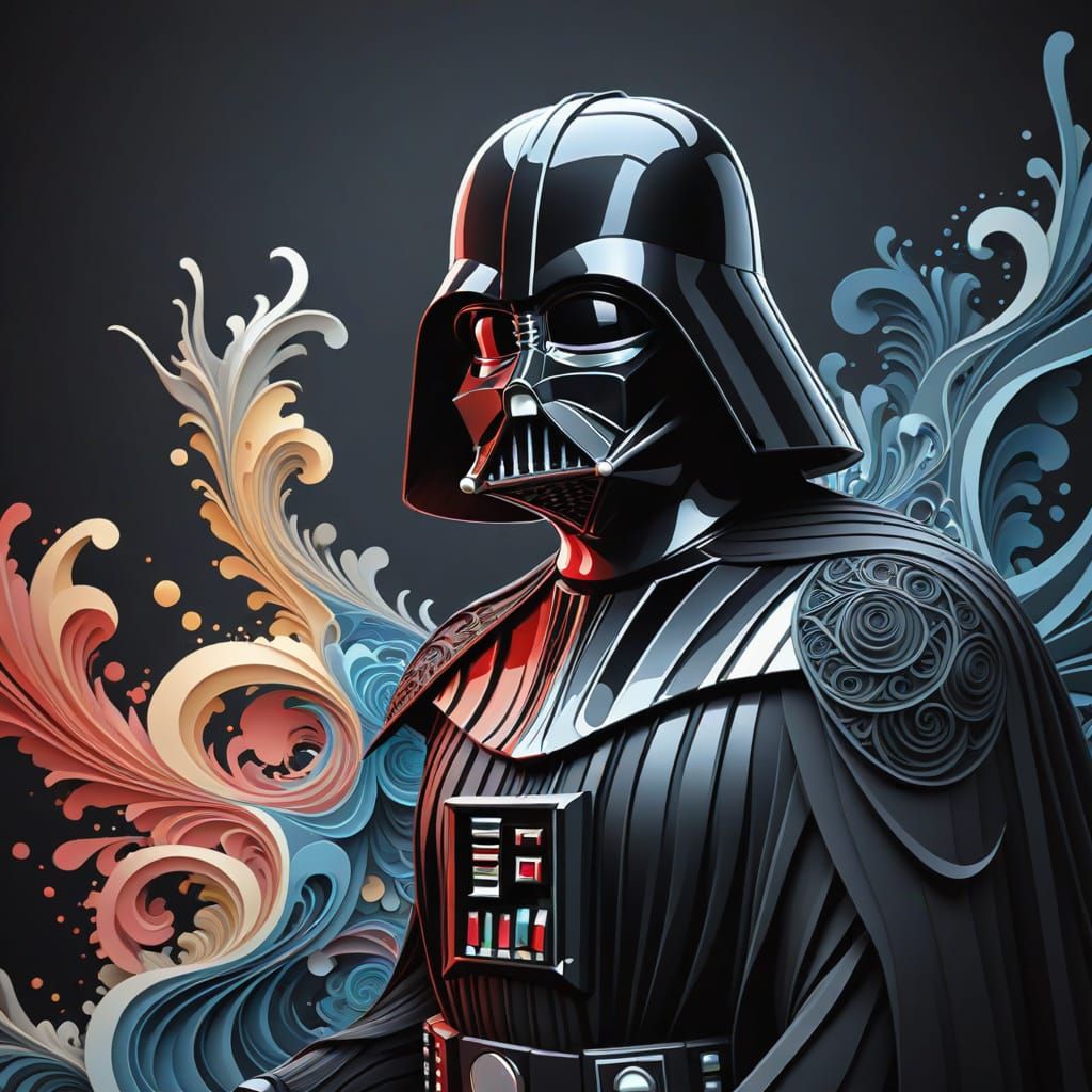 Darth Vader in Abstract Vector Fractal Style
