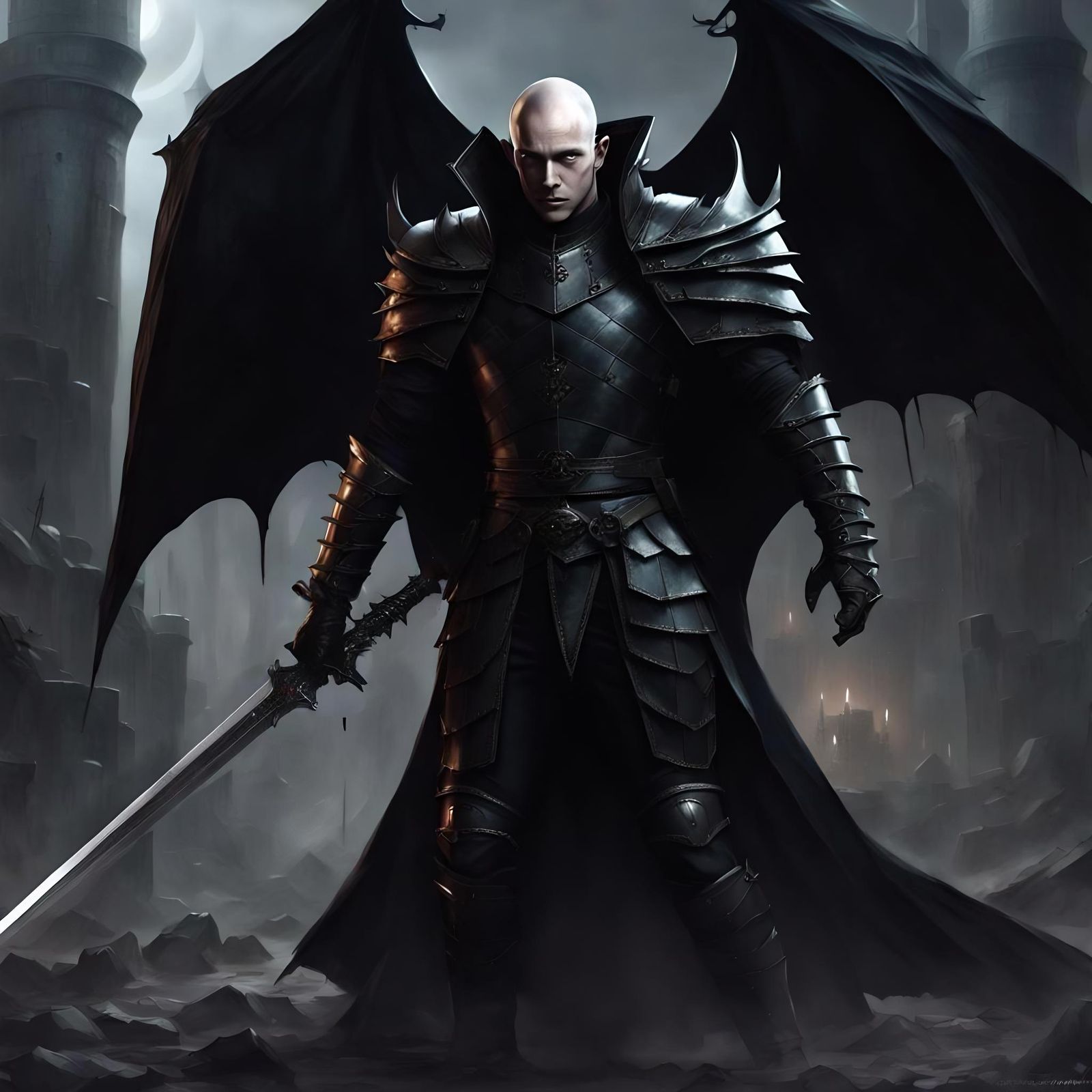 Vampire Lord in Dark Fortress, Digital Art