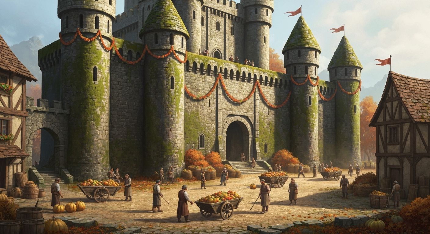Ancient Castle and Harvest Festival in Autumn