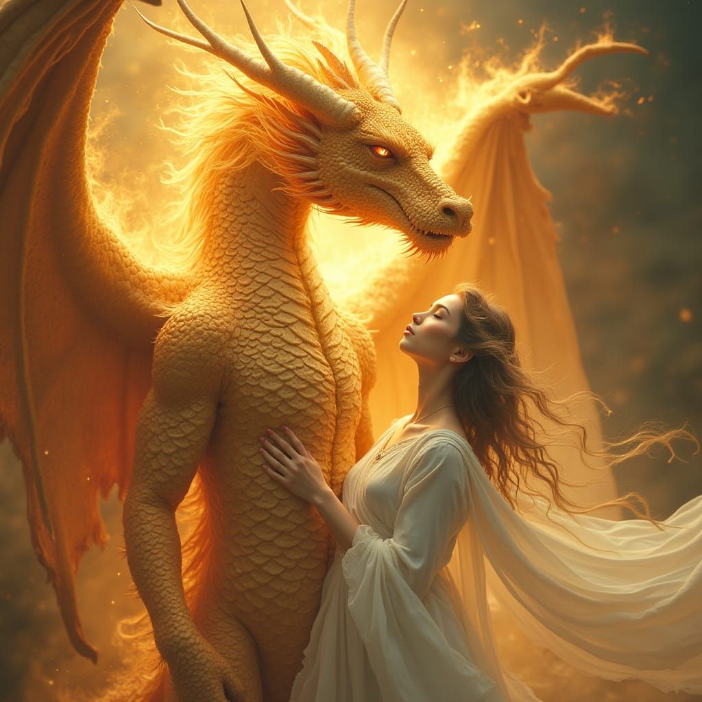 Ethereal Dragon Goddess in Mystical Harmony