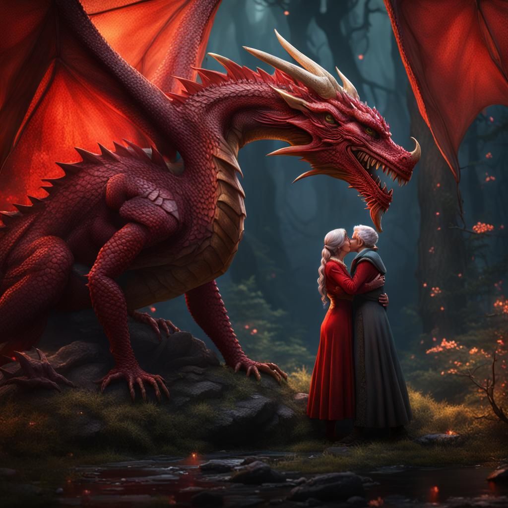 Red Dragon's Kiss: A Fantasy Concept Art