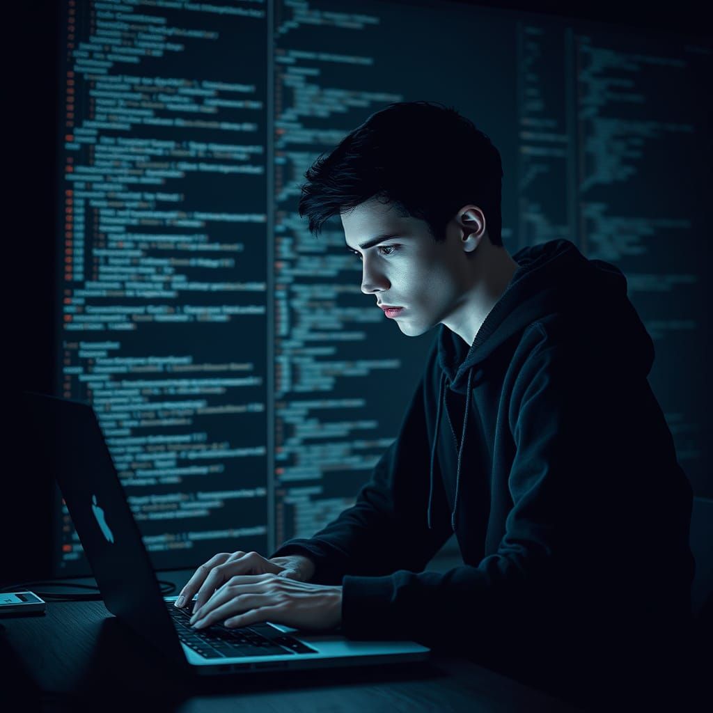 Hacker Breaching System in Dark Futuristic Style