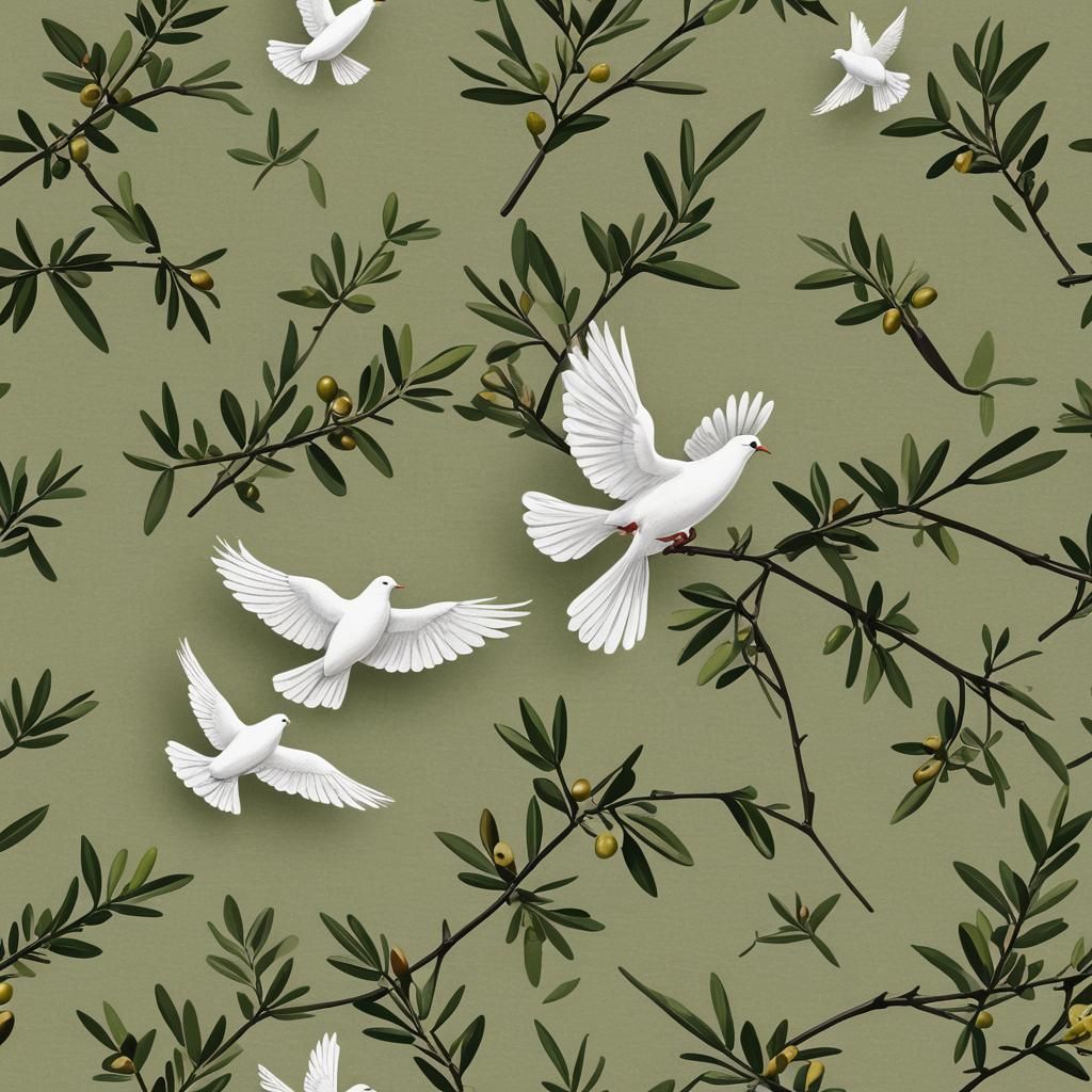 Dove, Olive Branch, and Military Aircraft