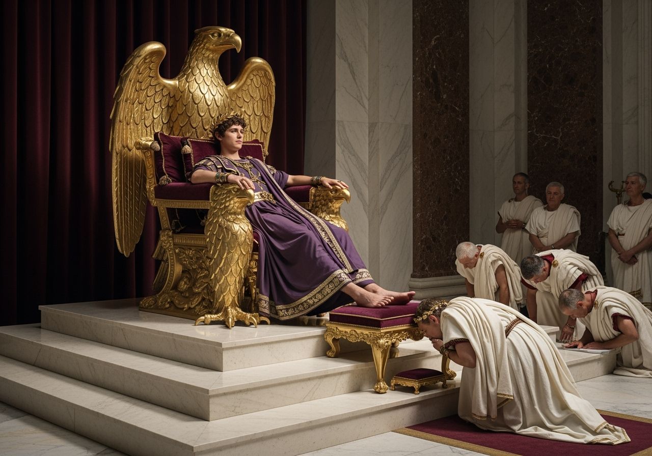 Emperor Nero on Eagle Throne in Palace Throne Room