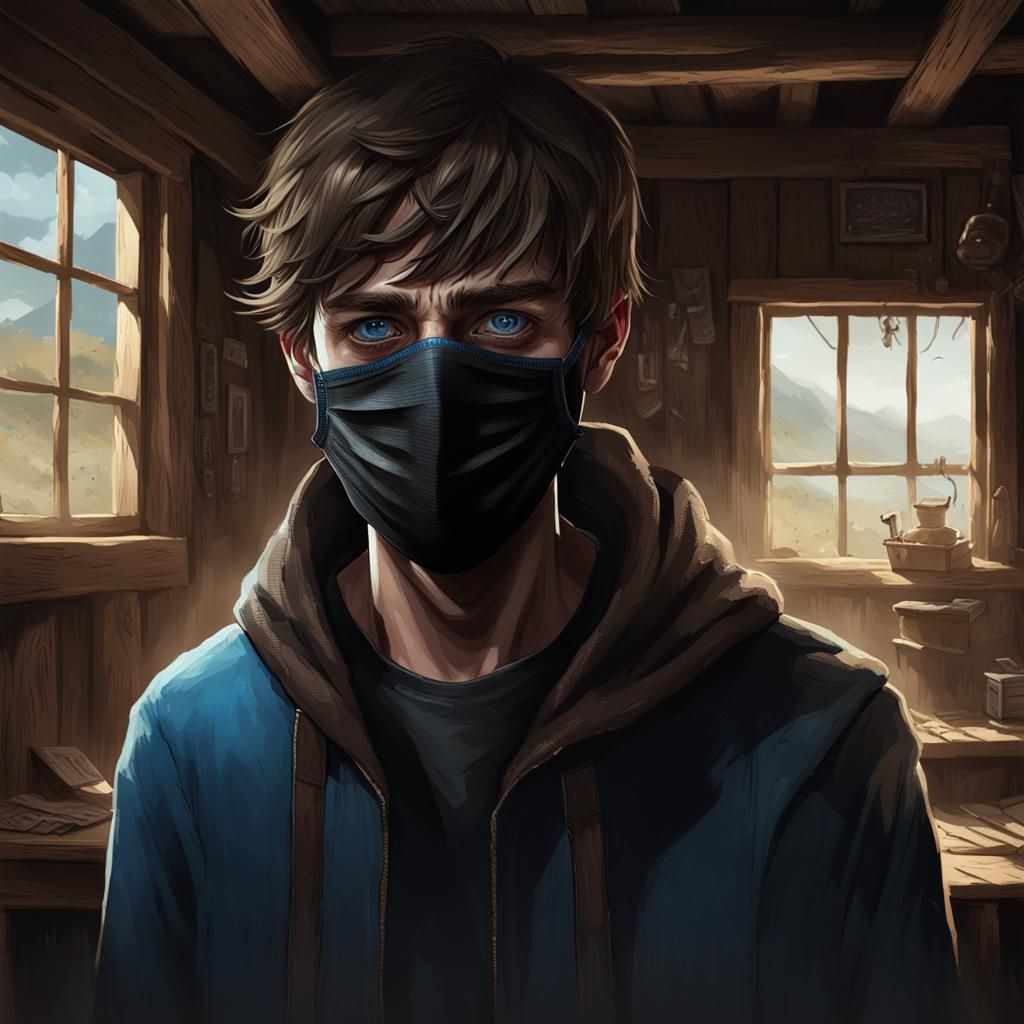 Teen in Mask: Dark Fantasy Concept Art