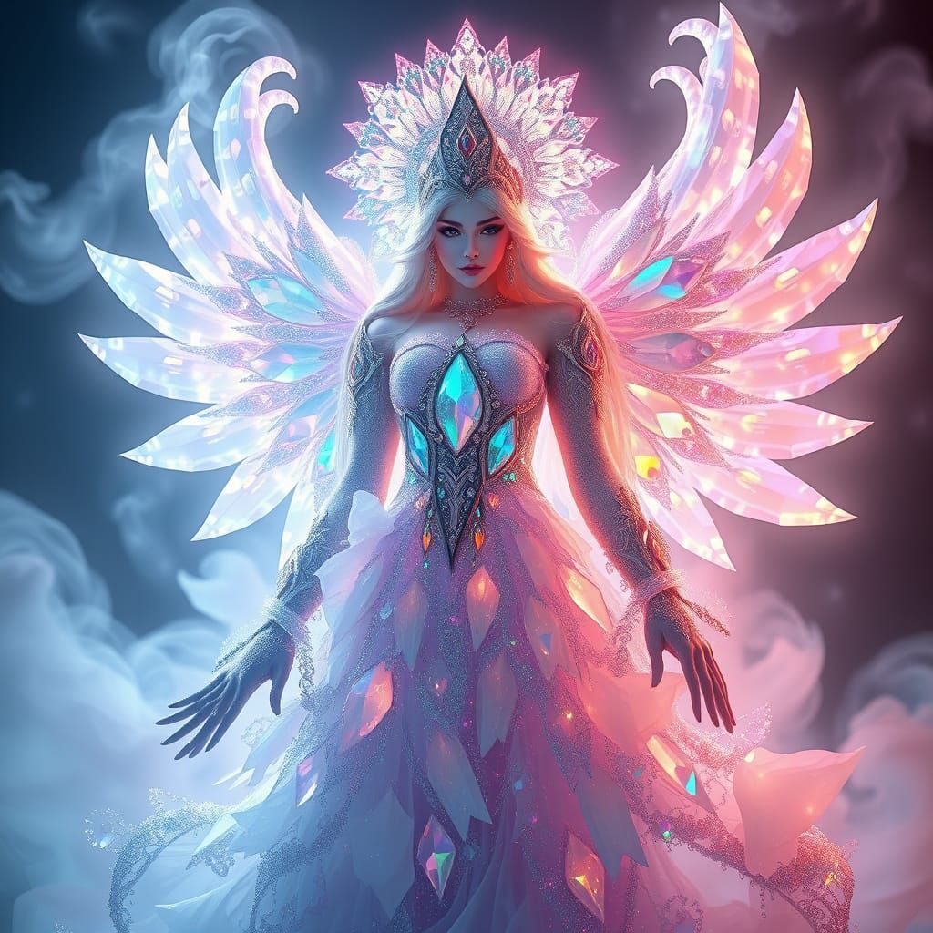 Crystal Goddess in Vibrant, Hyper-Realistic Art