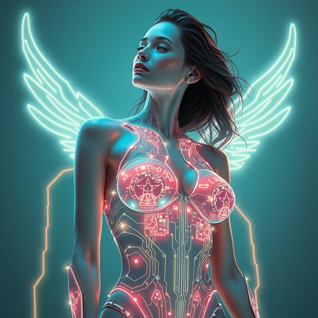 Goddess in Semiconductor Microkini, Biomechanical Fusion Art