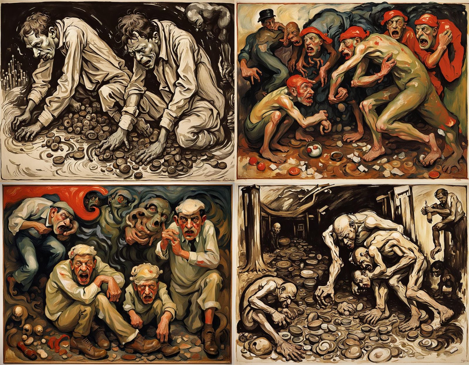 Grotesque Homunculus Scene in Early 20th Century Style