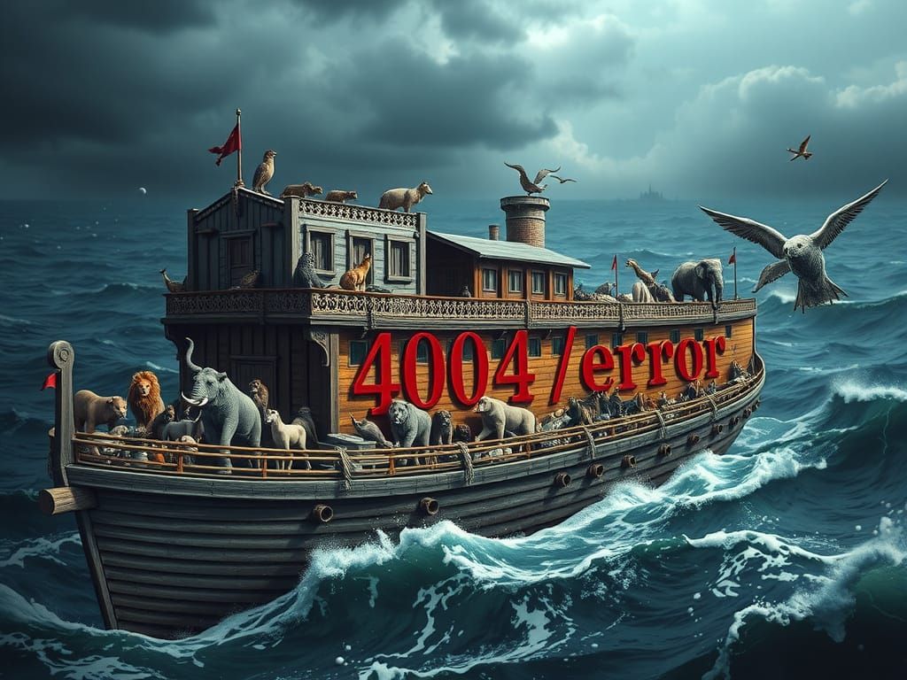 Ultra-Realistic Noah's Ark with Diverse Pairs of Animals and...