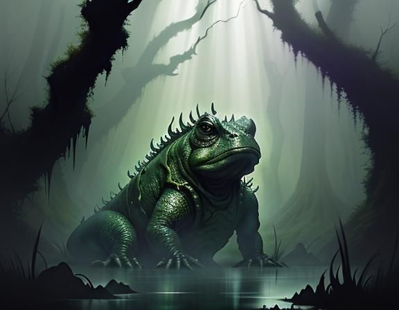 Menacing Bullywug Emerges from Murky Swamp