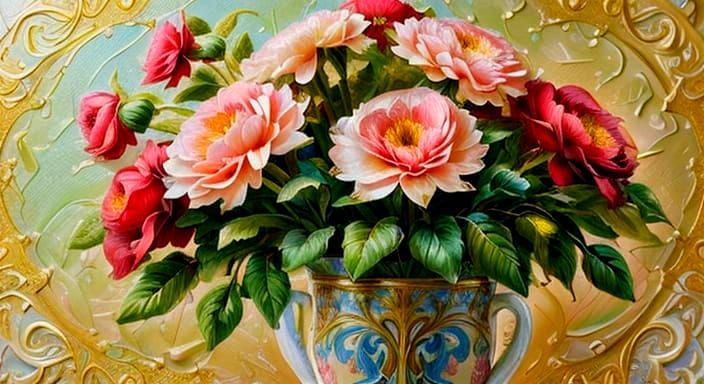 Ethereal Floral Masterpiece in Art Nouveau Style