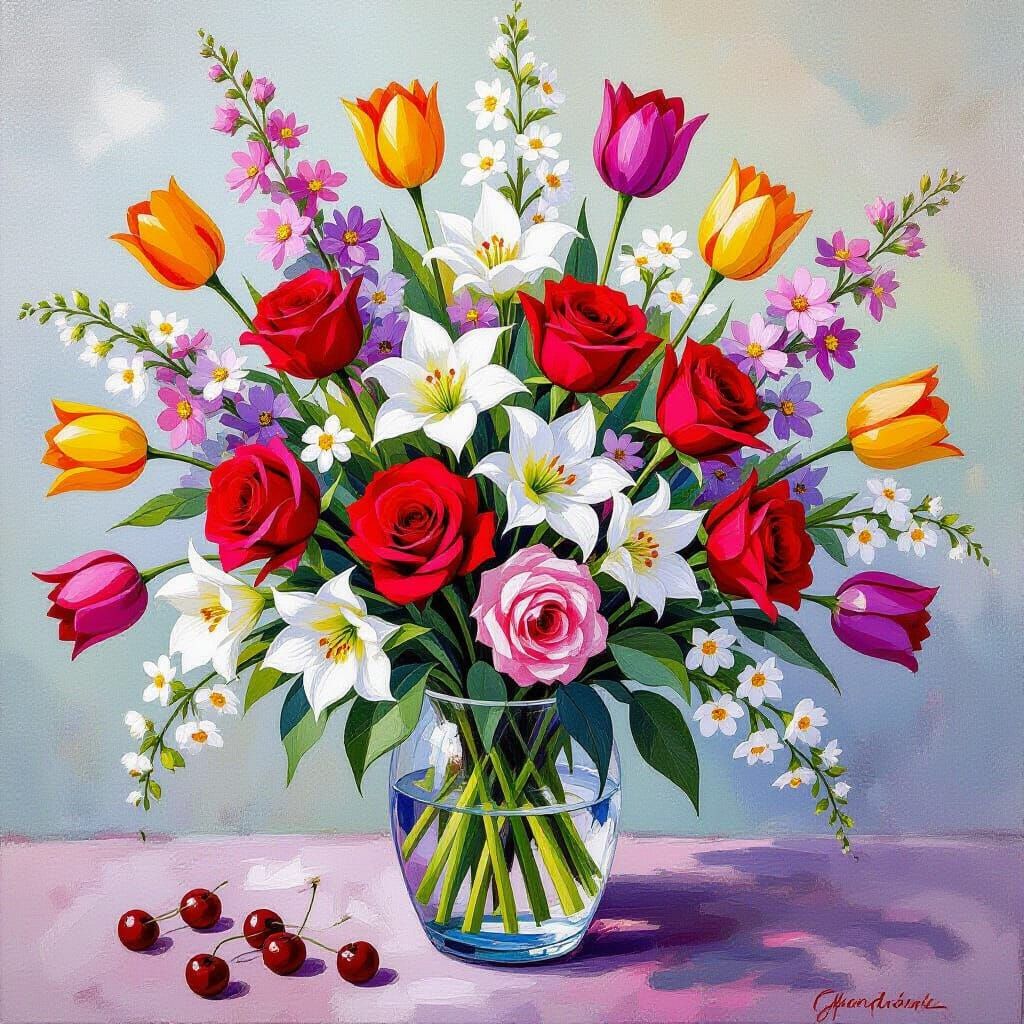 Floral Still Life in Impressionist Style