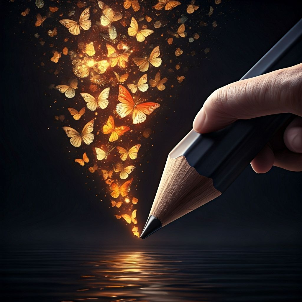 Graphite Pencil Draws Swarm of Butterflies in Cinematic Ligh...