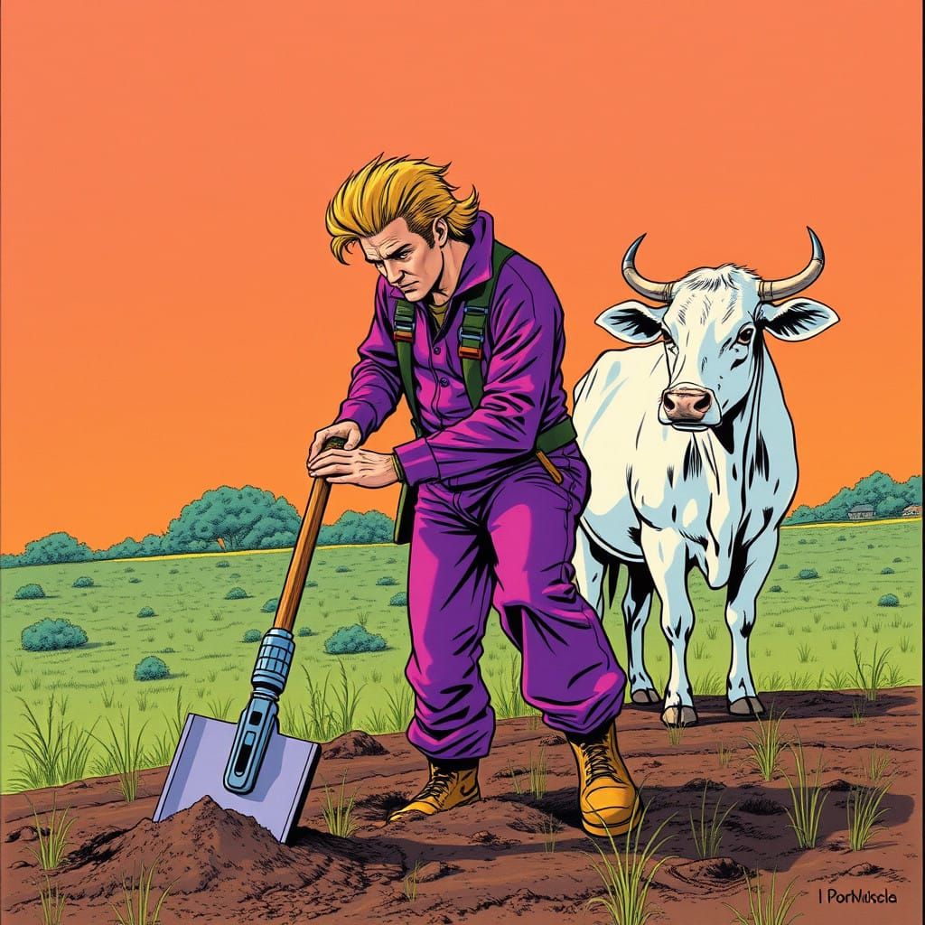 Farmer of Tomorrow in Retro-Futuristic Style