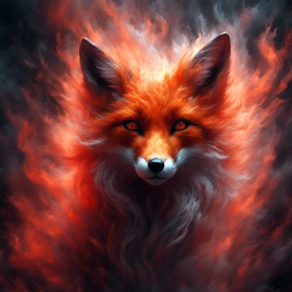 Ethereal Fox Portrait in Dark Fantasy Style