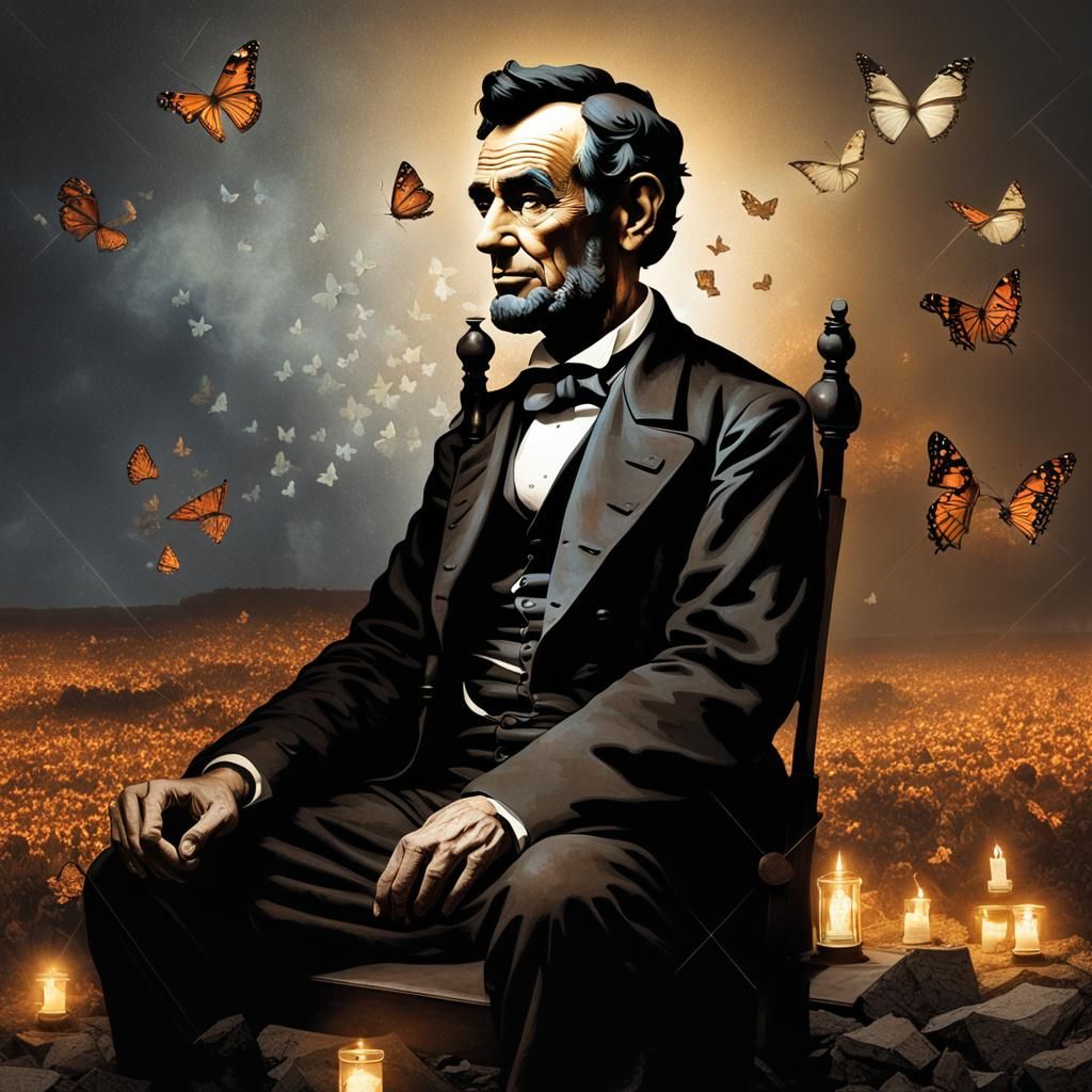 Abraham Lincoln Contemplates Battlefield Map