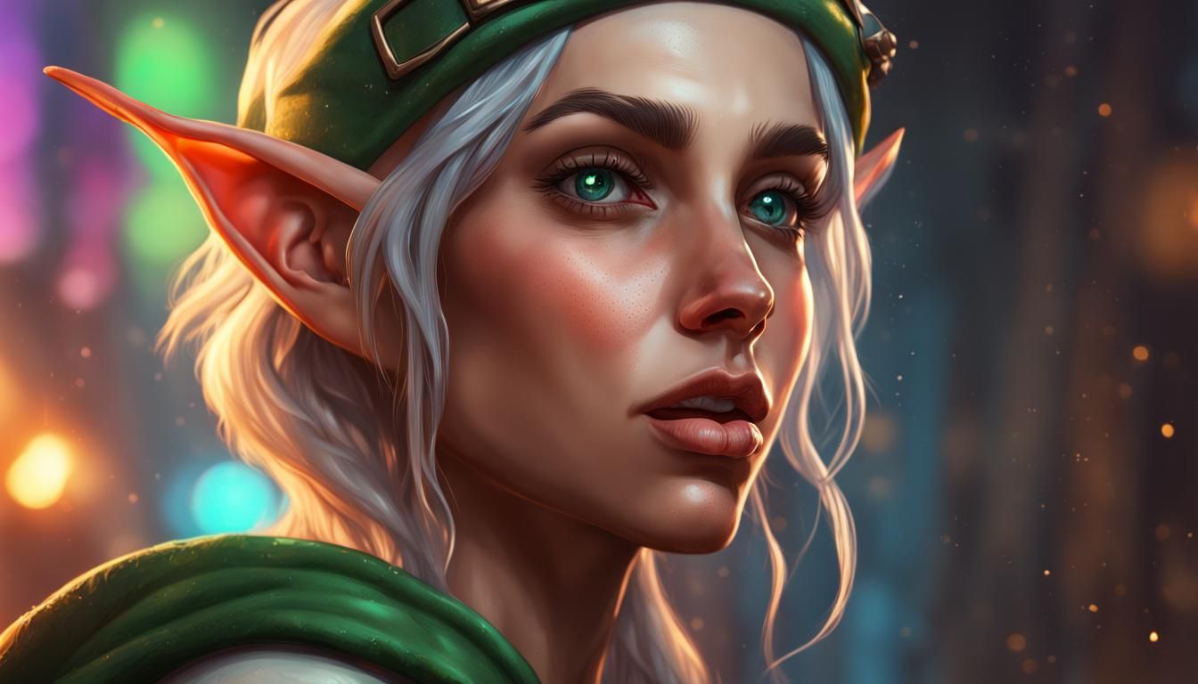 Hyperrealistic Elf Detective in Splash Art Style