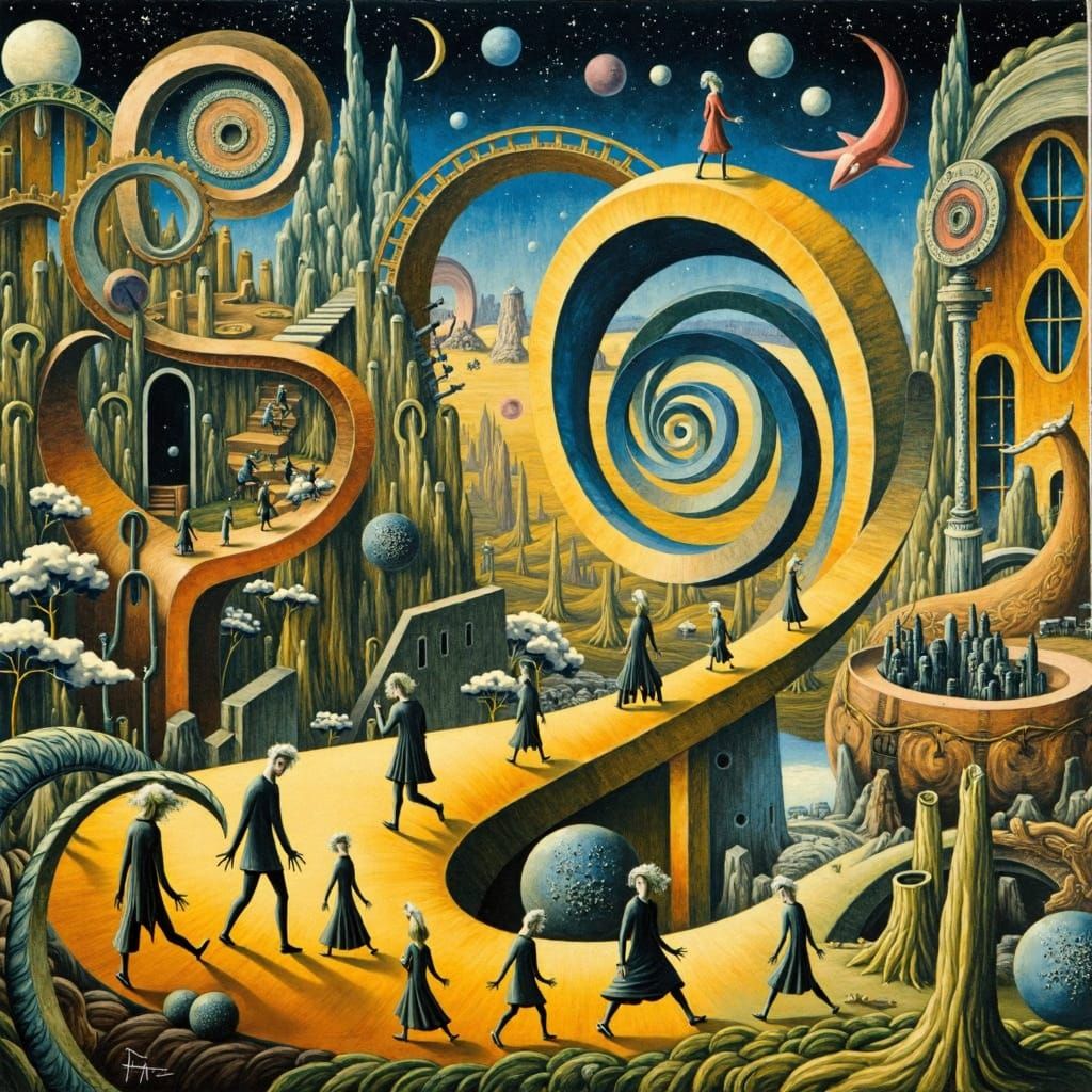 Surreal Woman in Dreamscape after Max Ernst