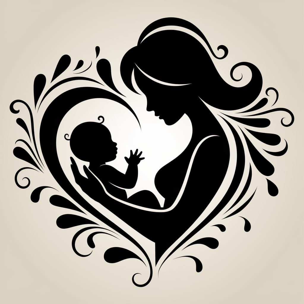 Mother and Infant Form a Heartfelt Bond in Elegant Black Sil...