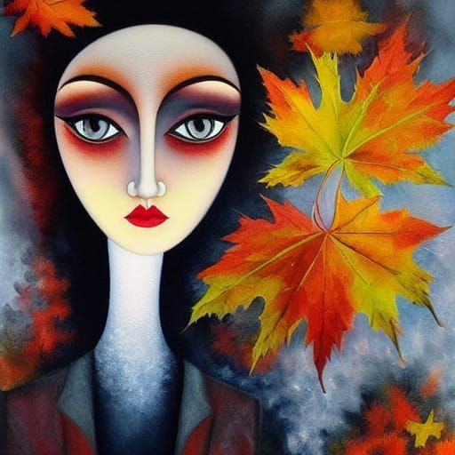 Melancholic Autumn Portrait with Big Round Eyes